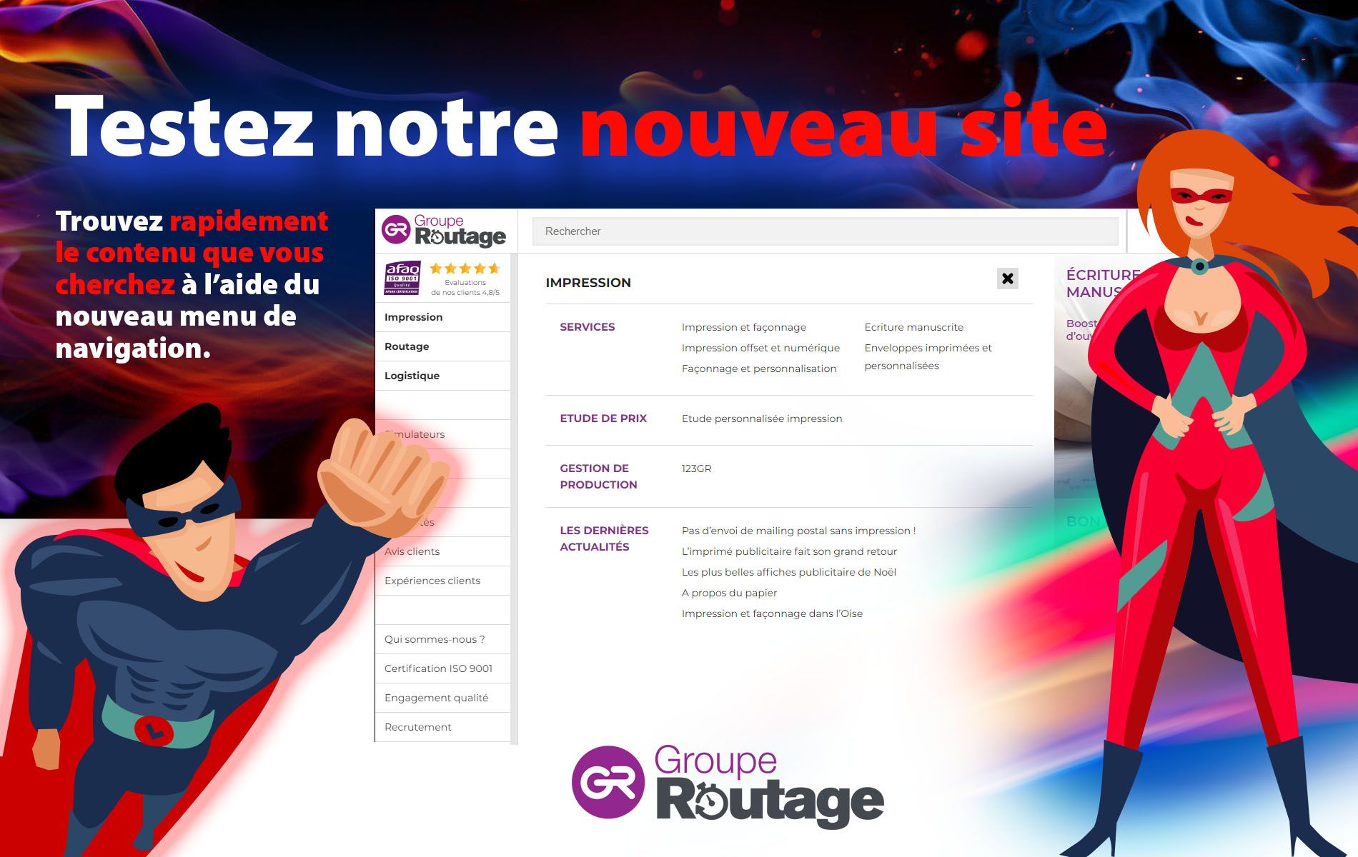 Testez notre nouveau site. Trouvez rapidement le contenu que vous cherchez à l'aide du nouveau menu de navigation.
